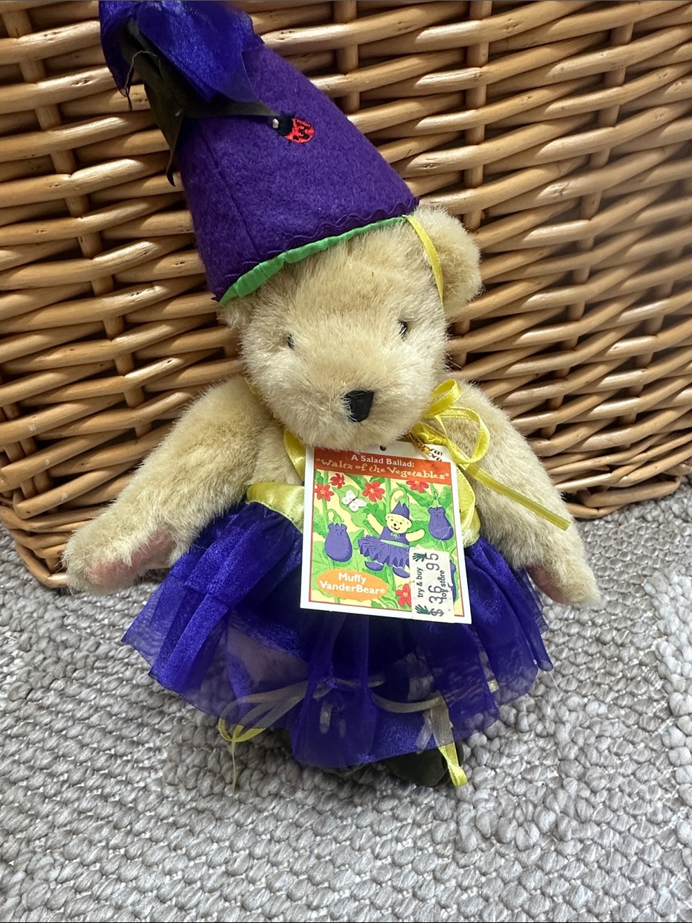 NWT Muffy Vanderbear Plush Bear in Purple Eggplant Costume with original tags
